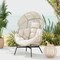 Costway Oversized Egg Style Chair with Cushions & Headrest Heavy-Duty Metal Frame for Yard Off White/Grey/Black